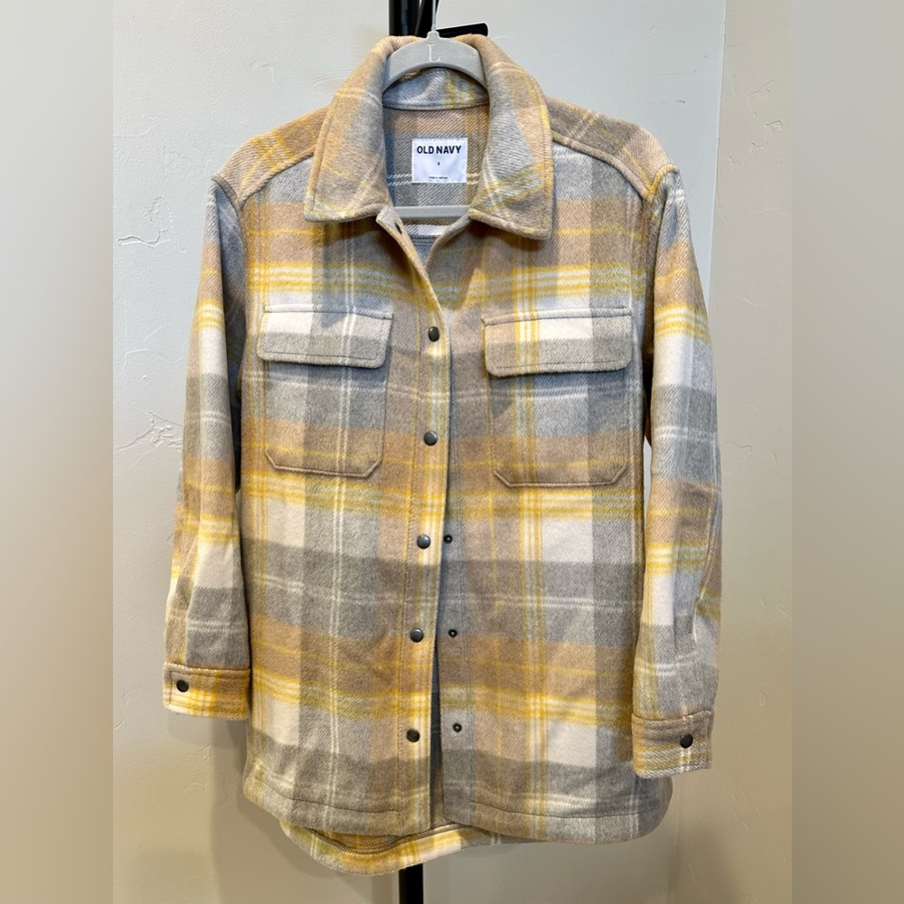 Old Navy Plaid Jacket in Yellow and Gray